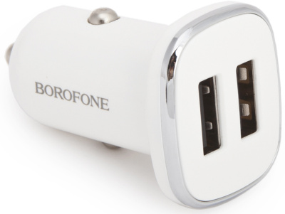 Автомобильное зарядное устройство Borofone BZ12 USB/USB 12 Вт Белое