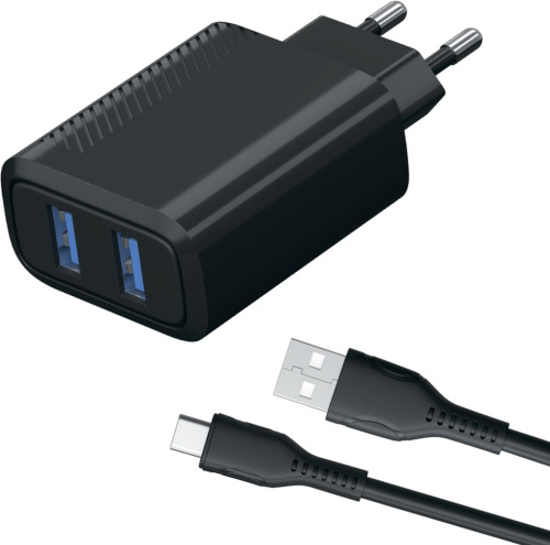 Зарядное устройство Red Line NT-5 USB/USB с кабелем USB-C 12 Вт Чёрное