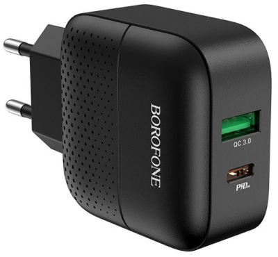 Зарядное устройство Borofone BA46A Premium USB/USB-C 18 Вт Чёрное