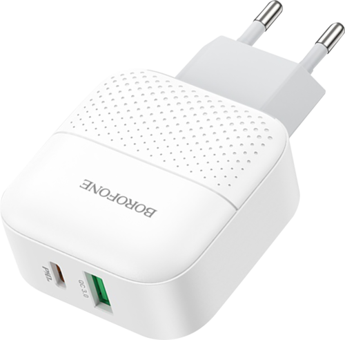 Зарядное устройство Borofone BA46A Premium USB/USB-C 18 Вт Белое