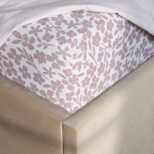 Простыня на резинке Капучино (цветы)