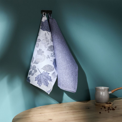 Комплект полотенец Листья/Fogliame, синий