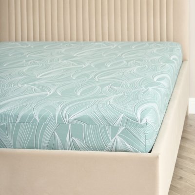 Простыня на резинке Танцующие листья/Dancing Leaves green