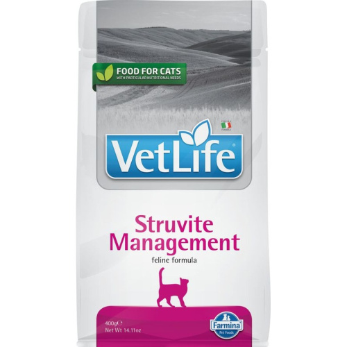 Farmina Vet Life Cat Struvite Management сухой корм для взрослых кошек при рецидивах МКБ струвитного типа - 400 г диетические супер премиум низкозерновые для взрослых с курицей мешок Импортный корм 1 уп. х 1 шт. х 0.4 кг