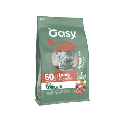Oasy Dry Cat Superior Adult Sterilized сухой корм для стерилизованных кошек, с ЯГНЕНКОМ - 1,5 кг супер премиум для взрослых с ягненком мешок Испания 1 уп. х 1 шт. х 1.5 кг