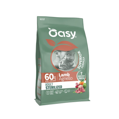 Oasy Dry Cat Superior Adult Sterilized сухой корм для стерилизованных кошек, с ЯГНЕНКОМ - 1,5 кг супер премиум для взрослых с ягненком мешок Испания 1 уп. х 1 шт. х 1.5 кг