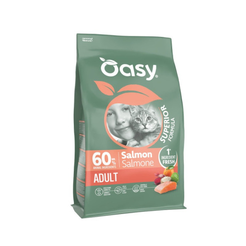 Oasy Dry Cat Superior Adult сухой корм для кошек, с ЛОСОСЕМ - 6 кг супер премиум для взрослых с лососем мешок Испания 1 уп. х 1 шт. х 6 кг