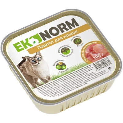 Ekonorm влажный корм для кошек, паштет с ИНДЕЙКОЙ и потрошками, в ламистерах - 100 г эконом для взрослых с индейкой паштет и ламистеры Российский корм 1 уп. х 24 шт. х 2.4 кг