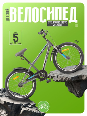 Детский велосипед Stels Turbo 200 VC 20, год 2025, цвет Серый