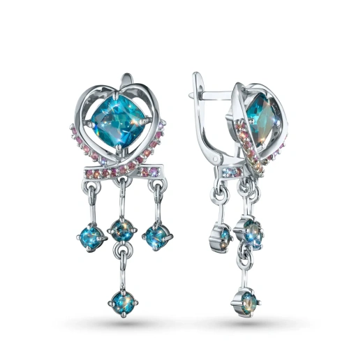 Серьги из серебра с аметистами и топазами э0681сг01260379