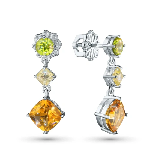 Пусеты из серебра с и цитринами э0681пс01260383