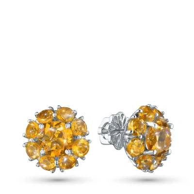 Пусеты из серебра с цитринами э0620пс01260377