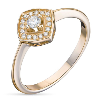 Классическое кольцо из желтого золота с бриллиантами э0301кц03210112