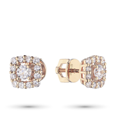 Пусеты из красного золота с бриллиантами э0201пс02181600