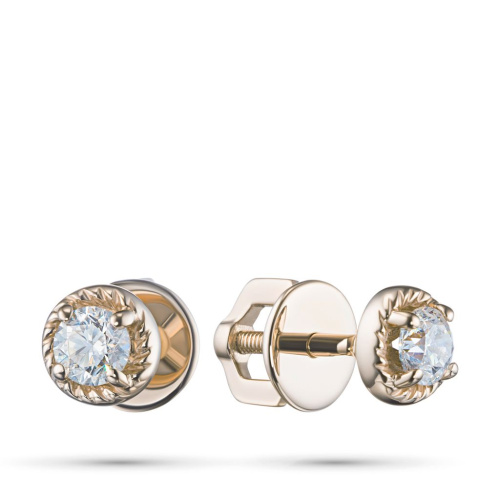 Пусеты из желтого золота с бриллиантами э0301пс02200214