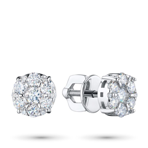 Пусеты из белого золота с бриллиантами э4701пс04202037