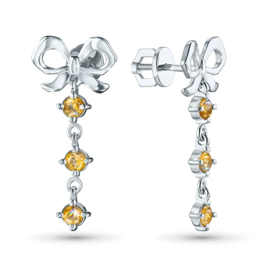 Пусеты из серебра с цитринами э0620пс12250369