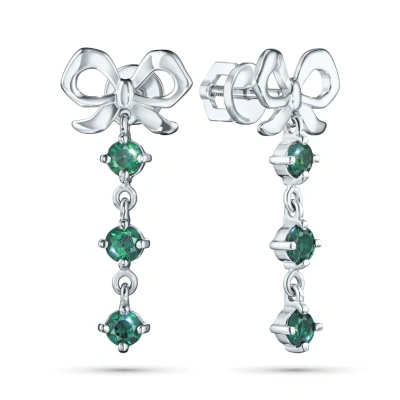 Пусеты из серебра с изумрудами э0678пс12250369