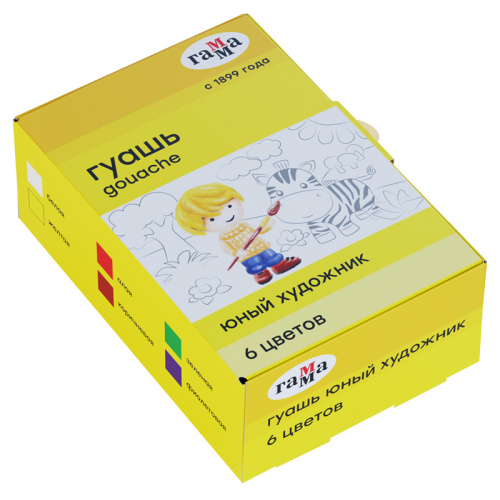 Набор гуаши Гамма "Юный художник" 6 цветов, 17,5 мл, картон. упак.
