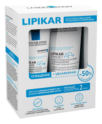Набор для лица и тела Lipikar (очищающий крем-гель Syndet AP+ 200мл + бальзам Baume AP+M 75мл)