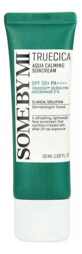 Солнцезащитный крем с экстрактом центеллы азиатской Truecica Aqua Calming Suncream SPF50+ PA++++ 50мл