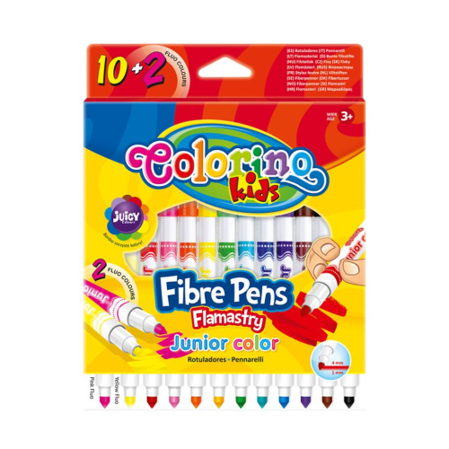 Набор фломастеров Colorino "Junior" 10 цветов + 2 флюресцентных цвета