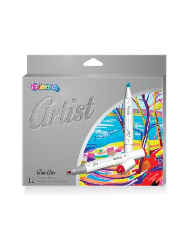 Набор маркеров двухсторонних для эскизов COLORINO "Artist", 12 цветов