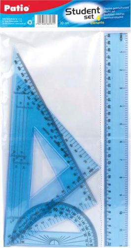 Набор для черчения Patio (линейка 30 см, 2 треугольника, угломер) с европодвесом.