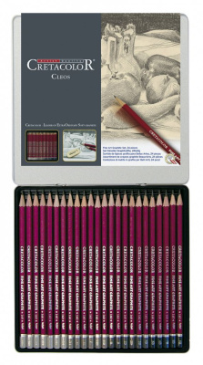 Набор карандашей чернографитных Cretacolor "Cleos" 24 шт 9B-9H в металл коробке