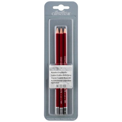 Набор из 3 профессиональных чернографитовых карандашей Cretacolor "CLEOS" H,HB,B в блистере