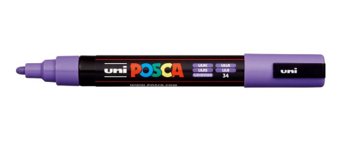 Маркер UNI "POSCA" PC-5M, 1,8-2,5 мм, наконечник пулевидный, цвет сиреневый