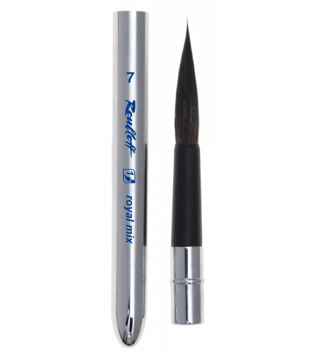 Кисть белка-микс №7 круглая Roubloff "Royal mix" ручка складная хромированная