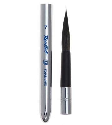 Кисть белка-микс №7 круглая Roubloff "Royal mix" ручка складная хромированная