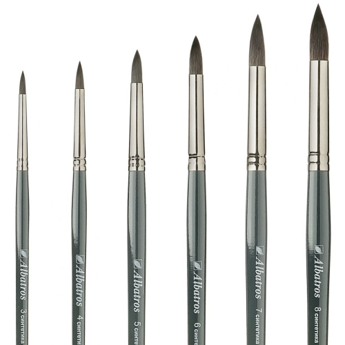 Кисть синтетика круглая Альбатрос "Имитации белки" укороченная