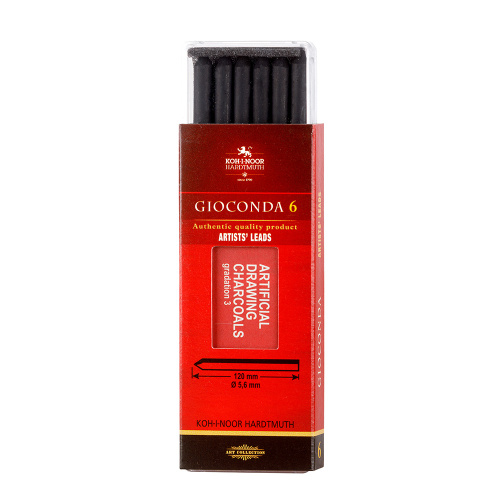 Набор стержней для цангового карандаша Koh-I-Noor "GIOCONDA" 6 шт 5,6 мм, уголь искусственный