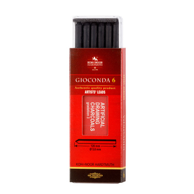 Набор стержней для цангового карандаша Koh-I-Noor "GIOCONDA" 6 шт 5,6 мм, уголь искусственный