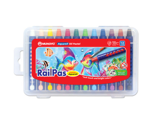 Набор масляной пастели Mungyo эффект акварели RailPas-Aquarell Oil Pastel 12 цв, в пластиковом чемод