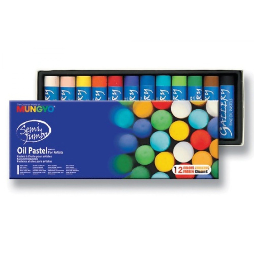 Набор пастели масляная Mungyo "Jumbo" для школьников 12 цветов, круглая, в картонной коробке