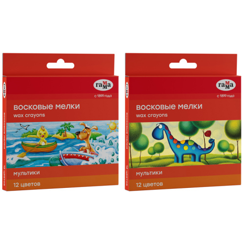 Набор мелки восковые Гамма "Мультики" 12 цв., круглые, картон. упаковка, европодвес