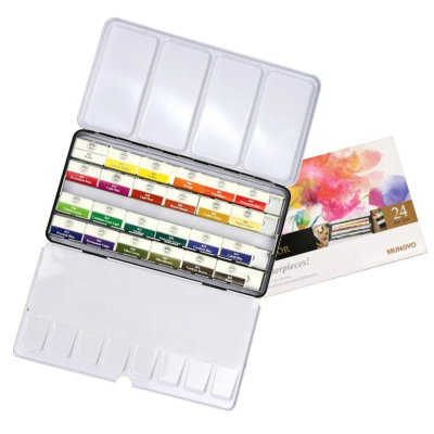 Набор акварели Mungyo "Gallery" 24 цв кюветы в металлической коробке