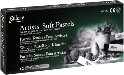 Набор сухой пастели Mungyo "Soft pastel" 12 шт., серые оттенки, мягкая, квадратная, в картонной коробке