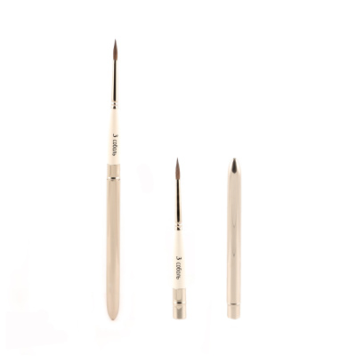 Кисть соболь №3 круглая Альбатрос "Иконописная школа", ручка съёмная металлическая