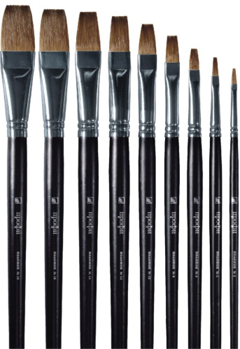 Кисть колонок плоская Альбатрос "Профи" длинная ручка