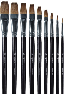 Кисть колонок плоская Альбатрос "Профи" длинная ручка