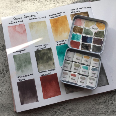 Набор акварели "Handy" Старый Петербург, 12 кювет 1,6 мл, в металлическом боксе