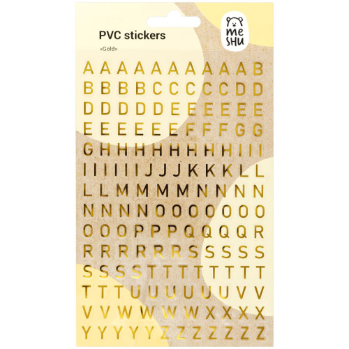 Наклейки ПВХ MESHU "Gold", 10*21 см, фольга, 156 наклеек, инд. уп., европодвес