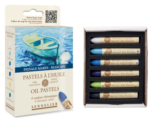 Набор пастели маслянной Sennelier "Морской пейзаж" 6 цв, картон