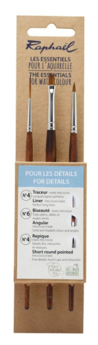 Набор кистей синтетика иммитация соболь Sennelier"Precision" лайнер №4, наклонная №6, круглая №4, дл