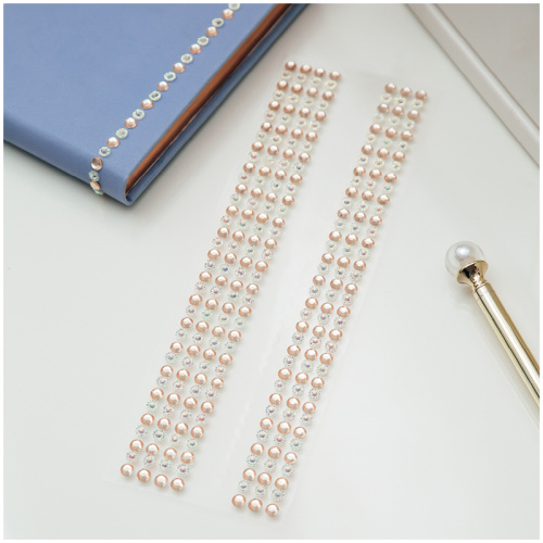 Наклейки акриловые MESHU "Gold line", 25*7,8см, стразы, 308 наклеек