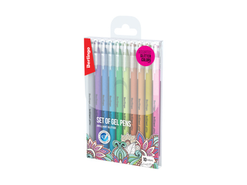 Набор гелевых ручек Berlingo "Brilliant Glitter" 10 цв 1 мм, корпус ассорти